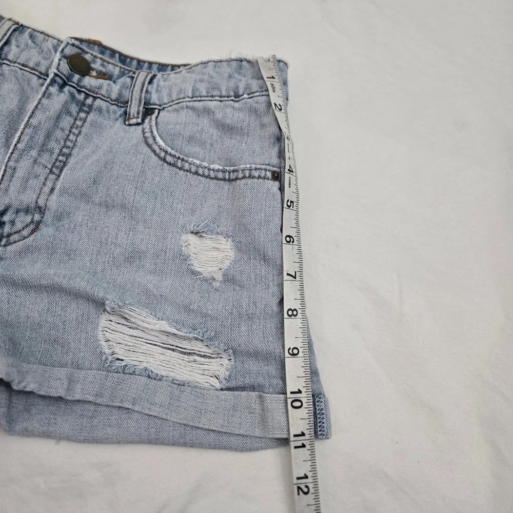 Billabong High Tides Distressed Denim Shorts Women Size 26 Thrashed Cut Off Blue